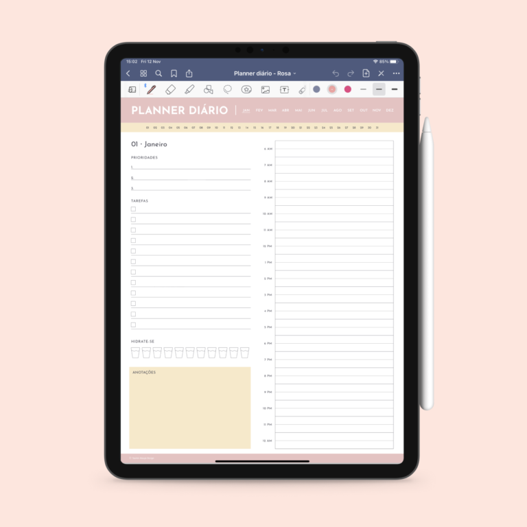Im - dia - planner diário rosa