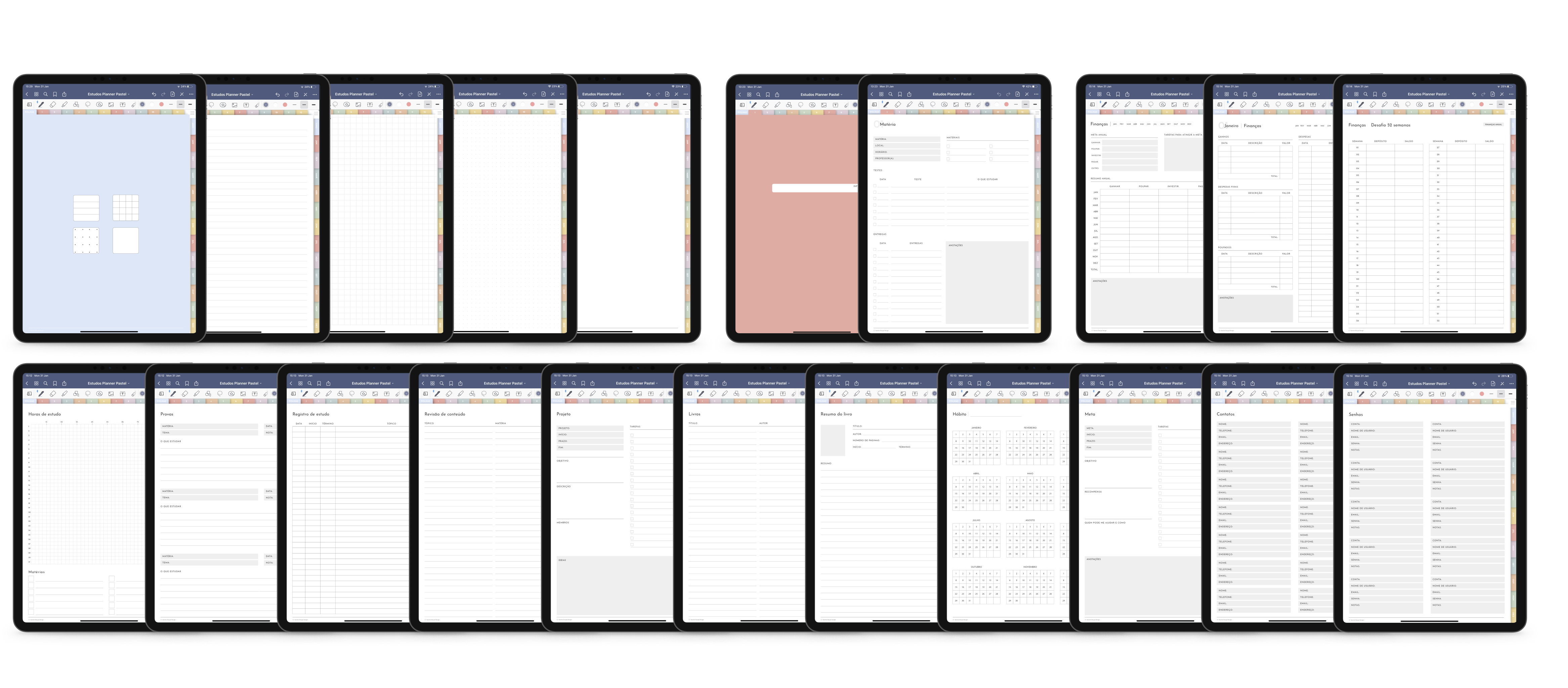 estudos planner - pastel planner digital de estudos