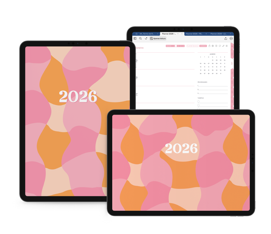 Planner digital 2026 rosa capas