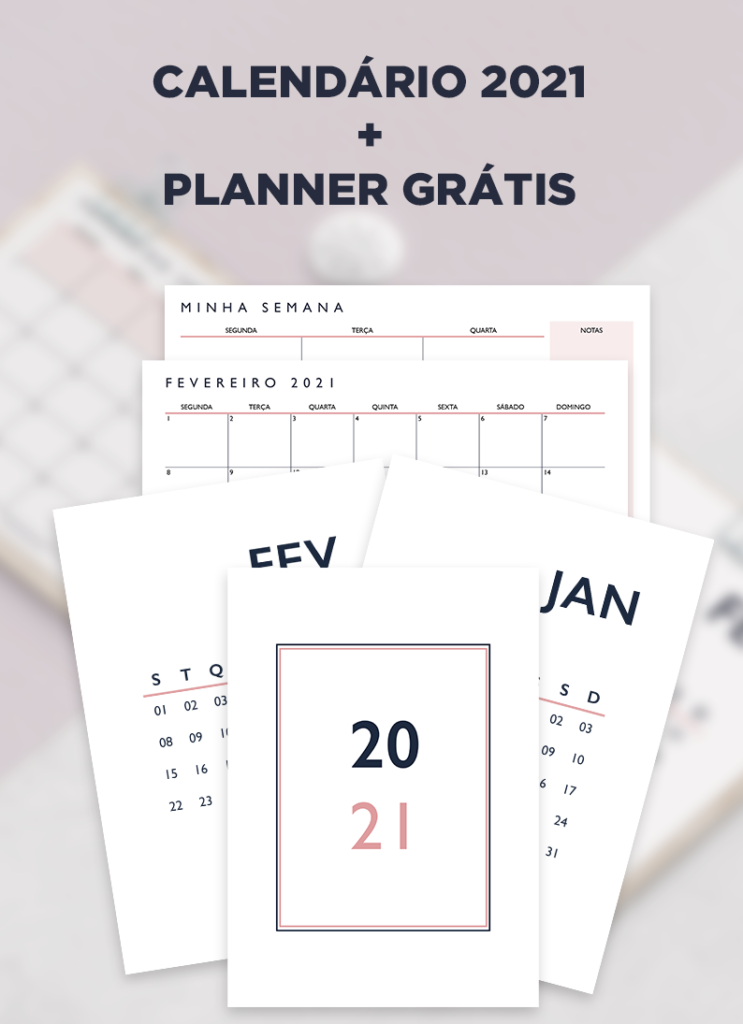 Planner e calendário minimalista 2021