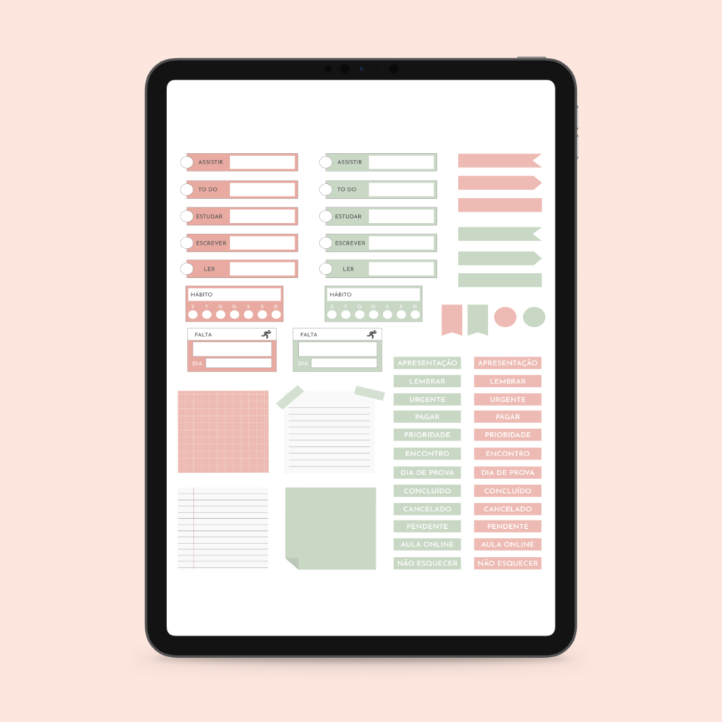 estudos planner - pastel